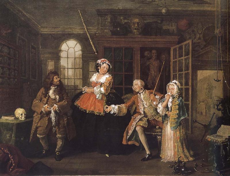 William Hogarth Painting fashionable marriage group s visit to doctor oil painting image